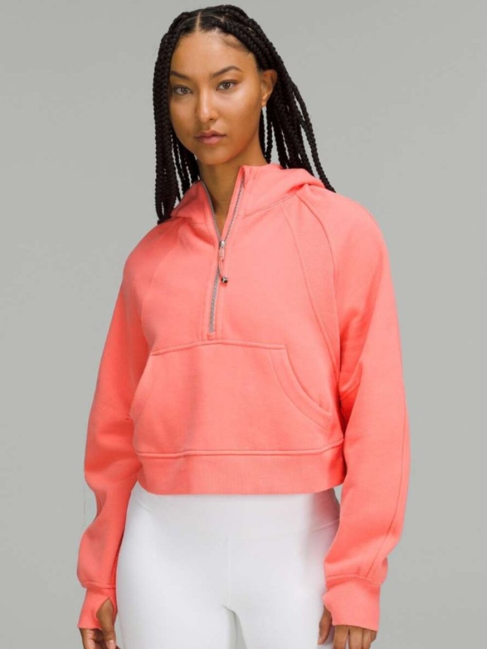 Lululemon scuba oversized 1/2 zip hoodie raspberry cream xl/xxl